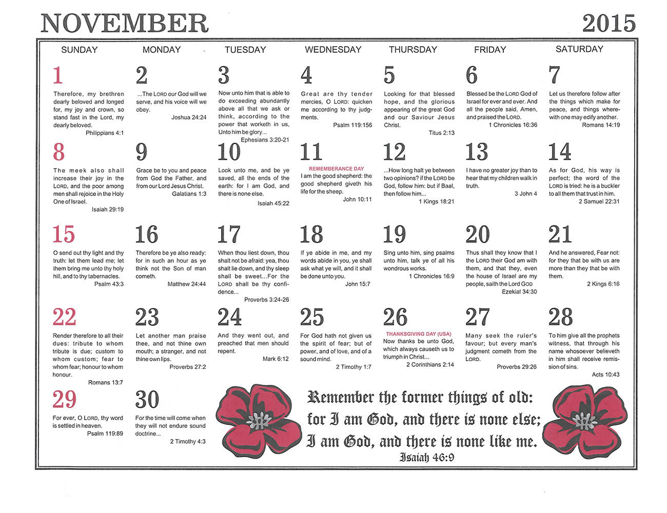 November: 2015 The Peoples Gospel Hour Calendar