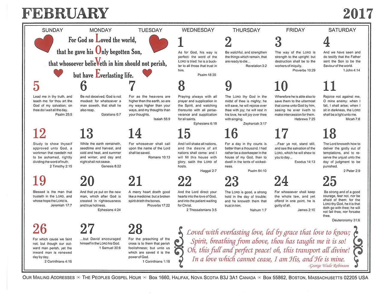 February: 2016 The Peoples Gospel Hour Calendar