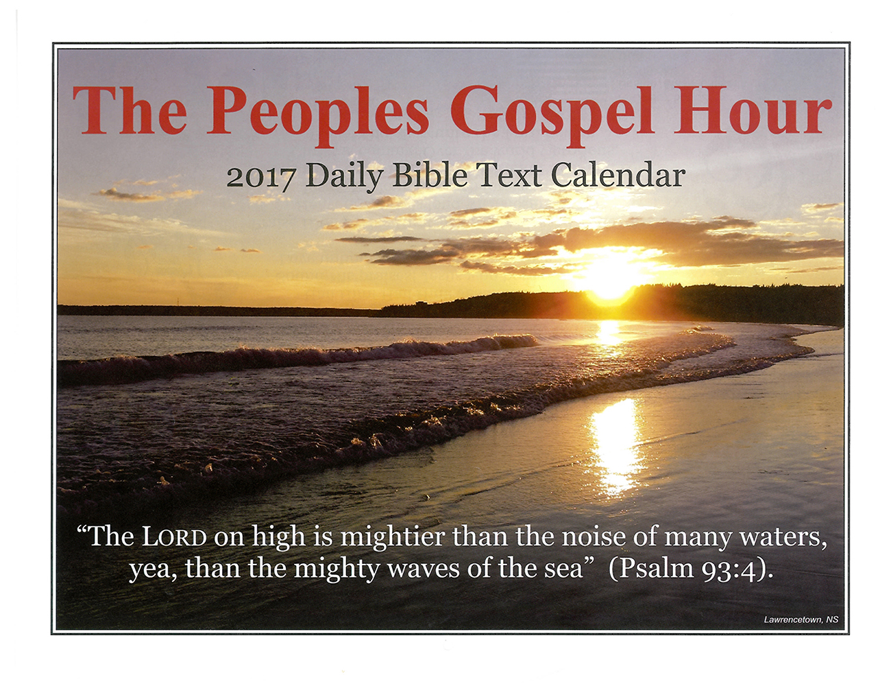 Front Cover: 2016 The Peoples Gospel Hour Calendar