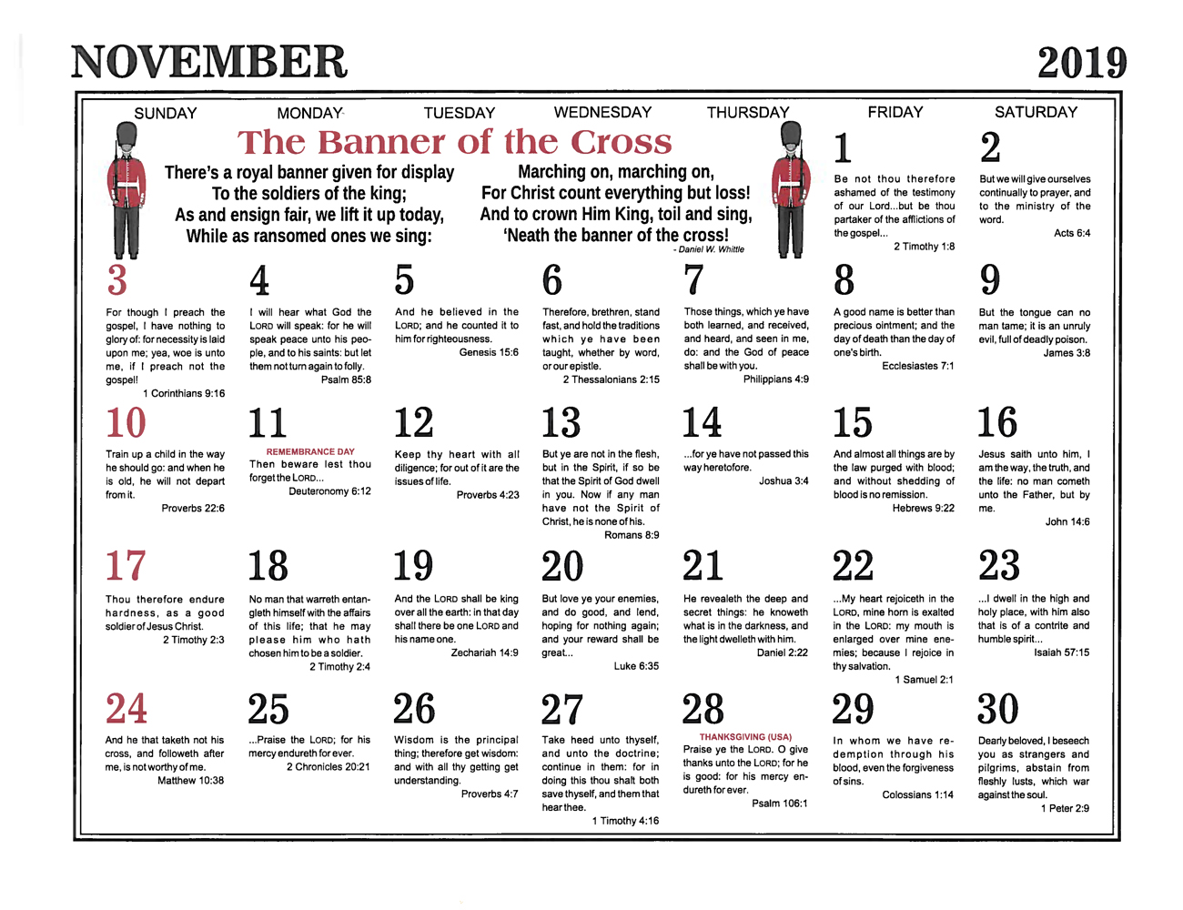 November: 2019 The Peoples Gospel Hour Calendar