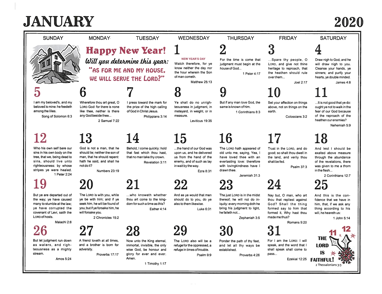 January: 2020 The Peoples Gospel Hour Calendar