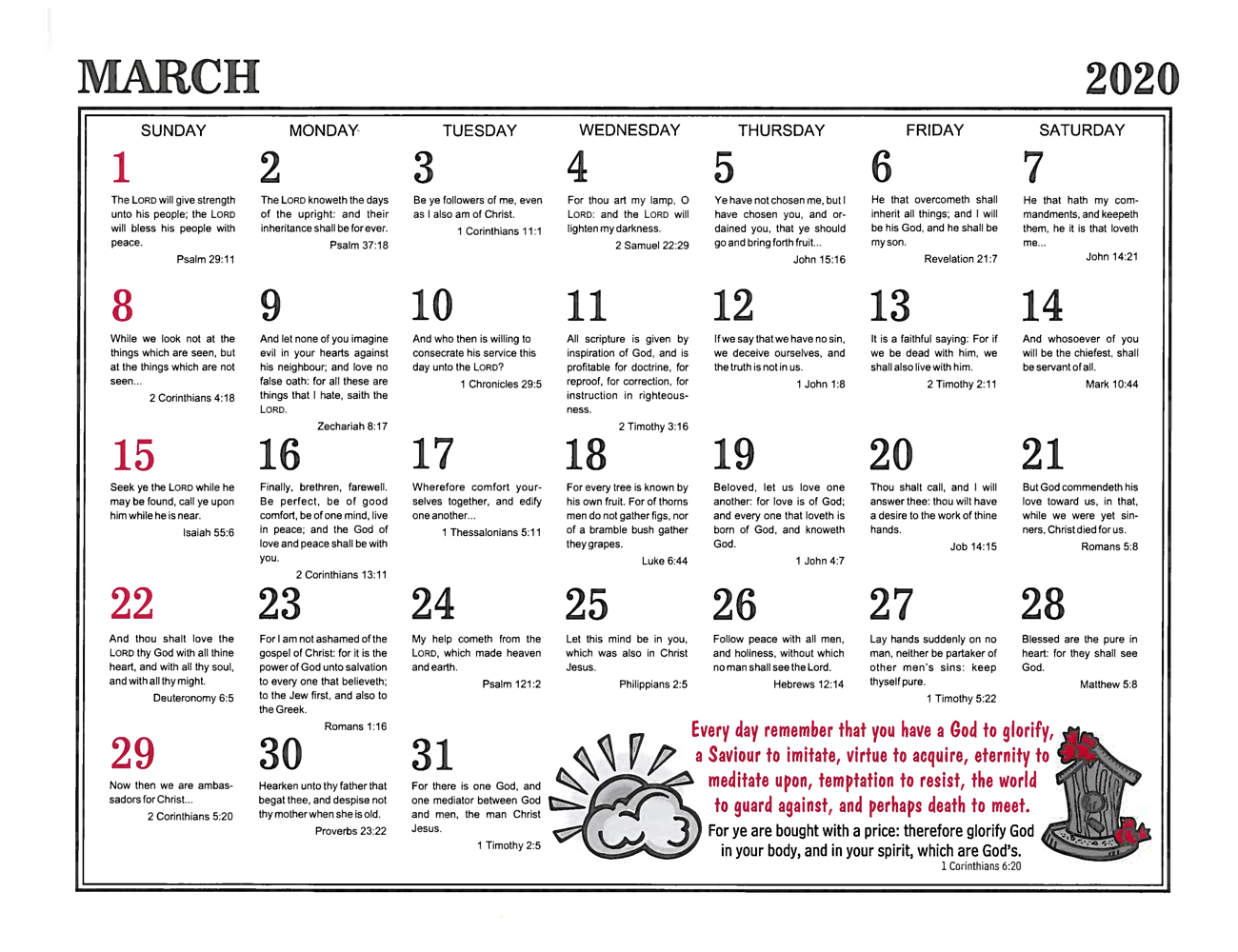 March: 2020 The Peoples Gospel Hour Calendar