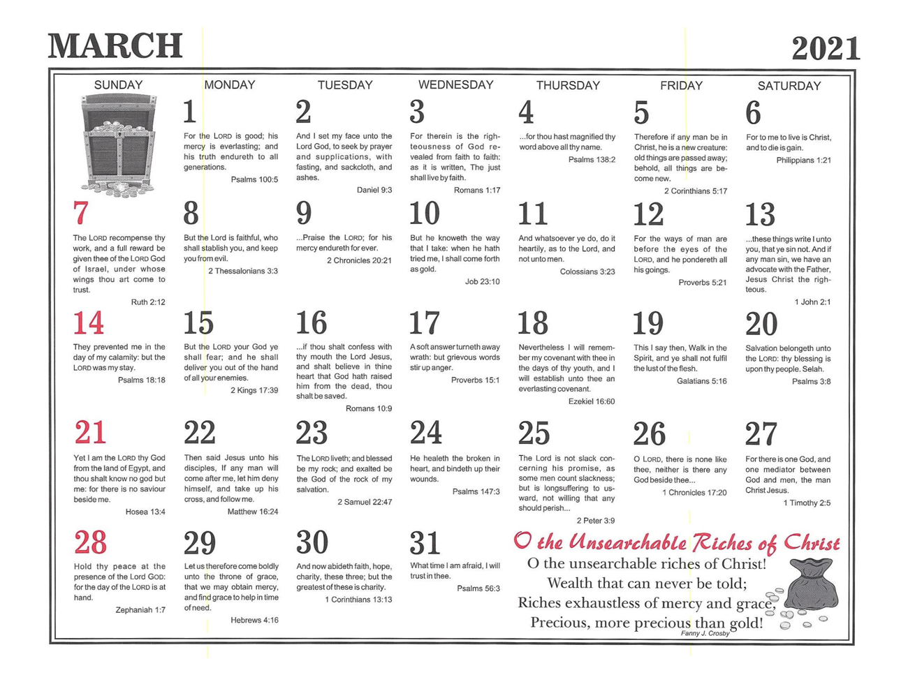 March: 2021 The Peoples Gospel Hour Calendar