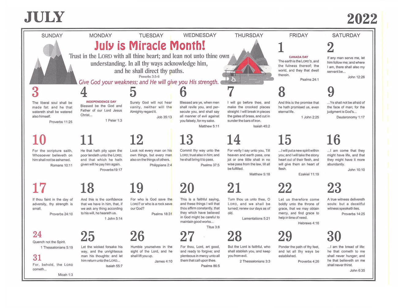 July: 2022 The Peoples Gospel Hour Calendar