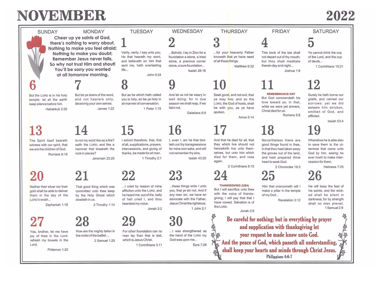 November: 2022 The Peoples Gospel Hour Calendar