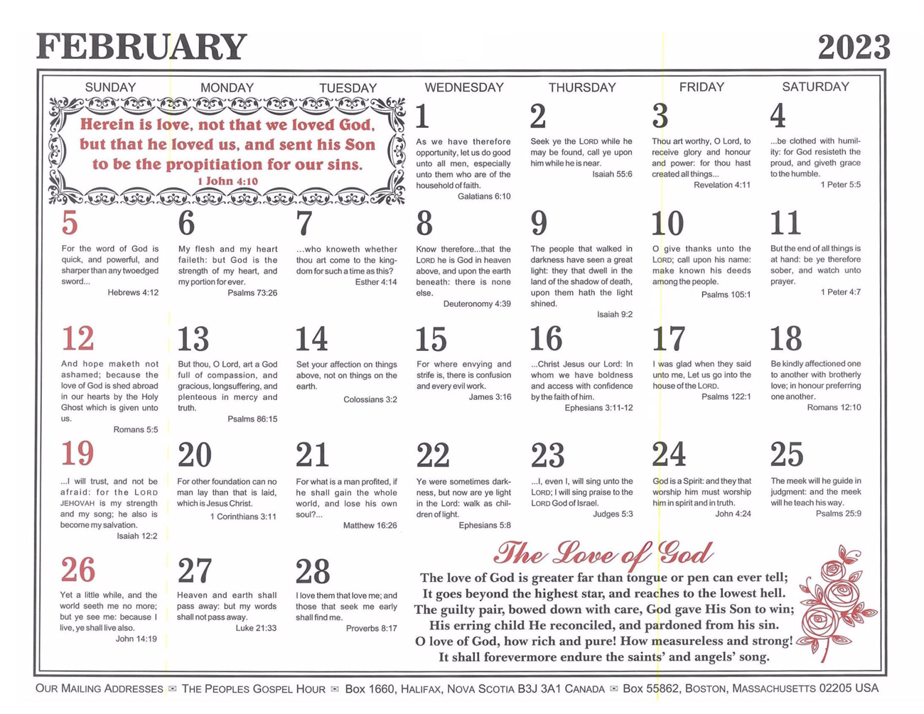 February: 2023 The Peoples Gospel Hour Calendar