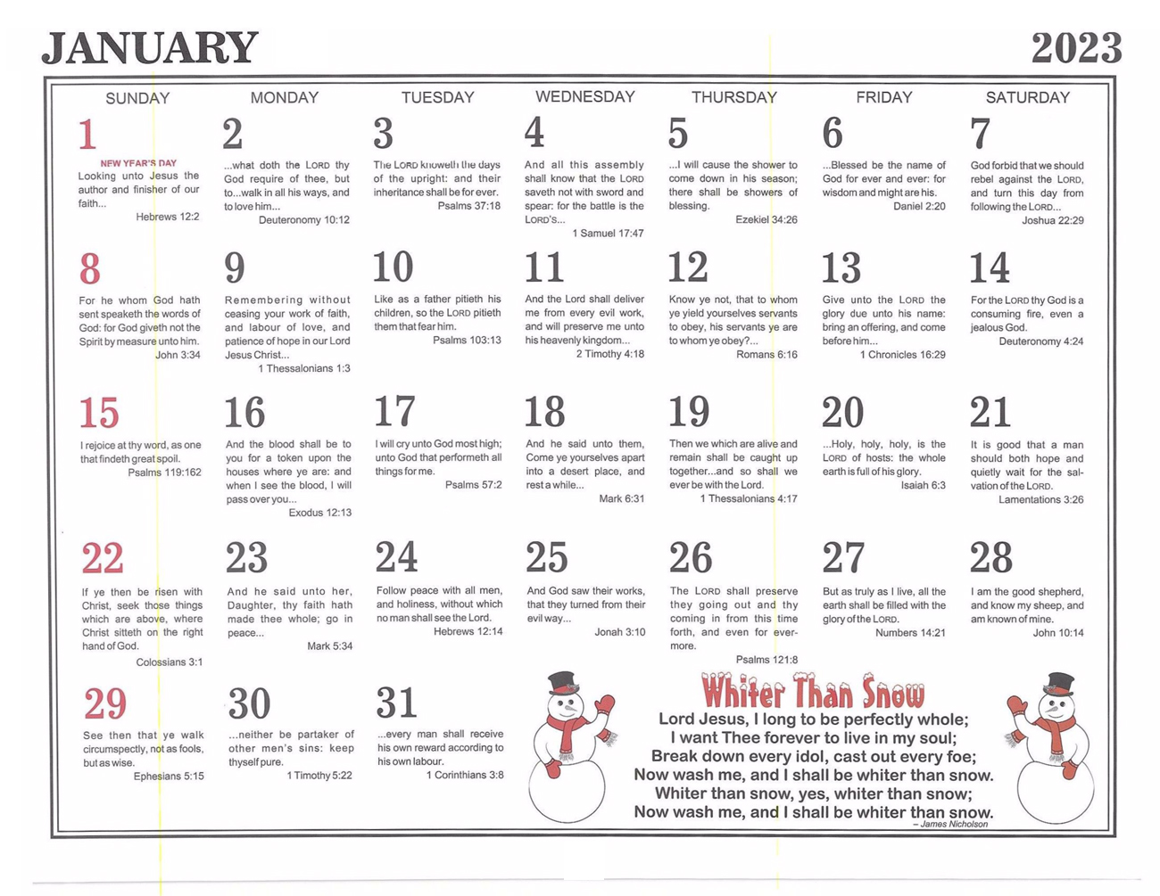 January: 2023 The Peoples Gospel Hour Calendar