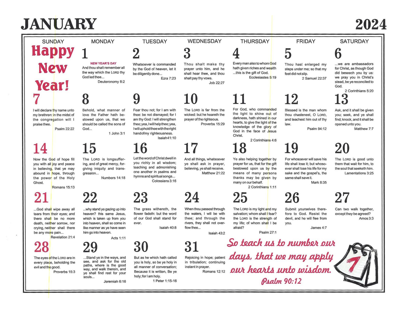 January: 2024 The Peoples Gospel Hour Calendar