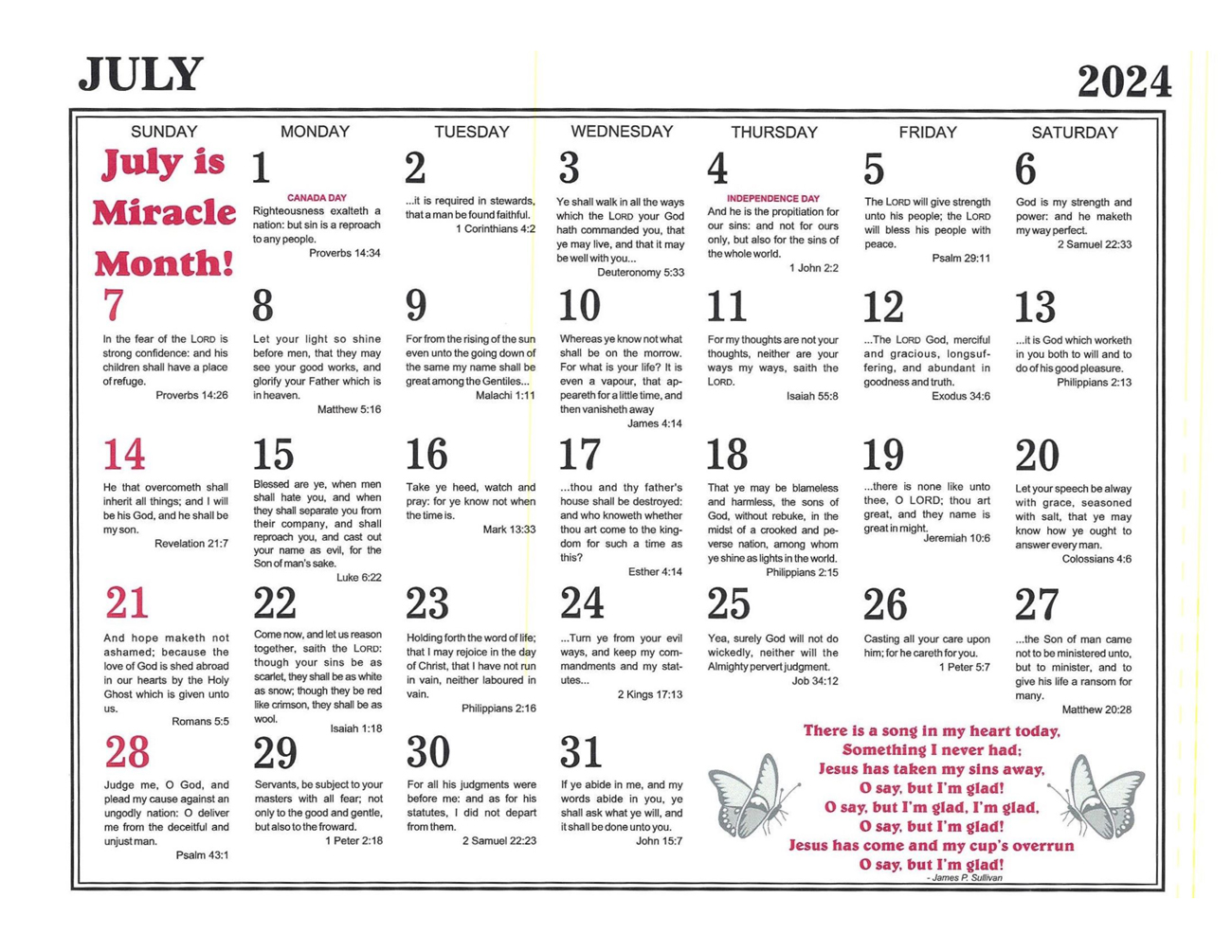 July: 2024 The Peoples Gospel Hour Calendar