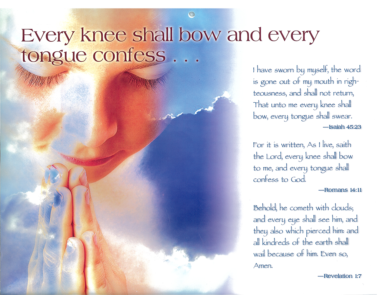 2010 Prophecy Calendar: December - Every knee shall bow and every tongue confess...