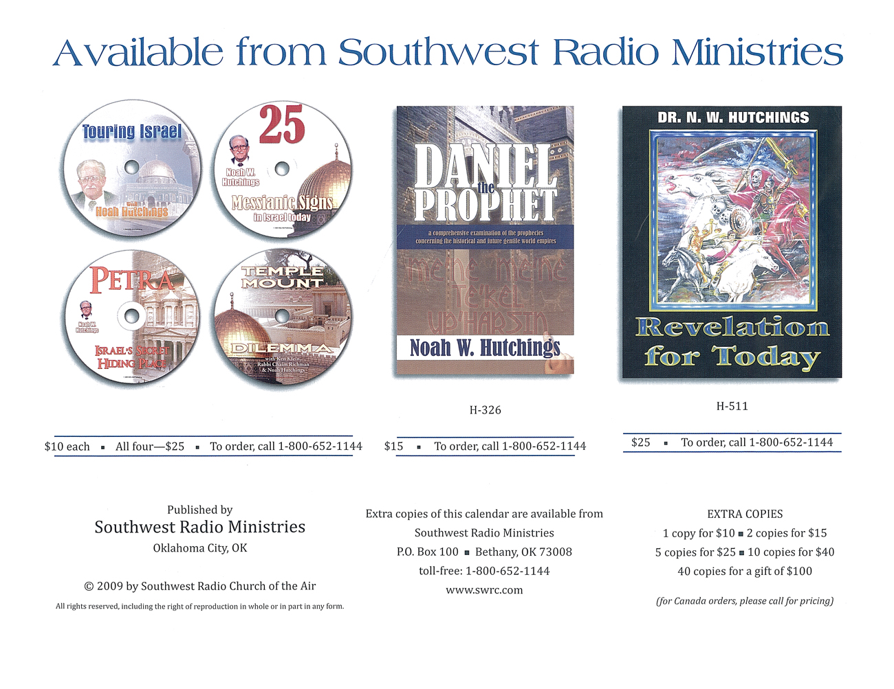 2010 Prophecy Calendar: Available from Southwest Ministries