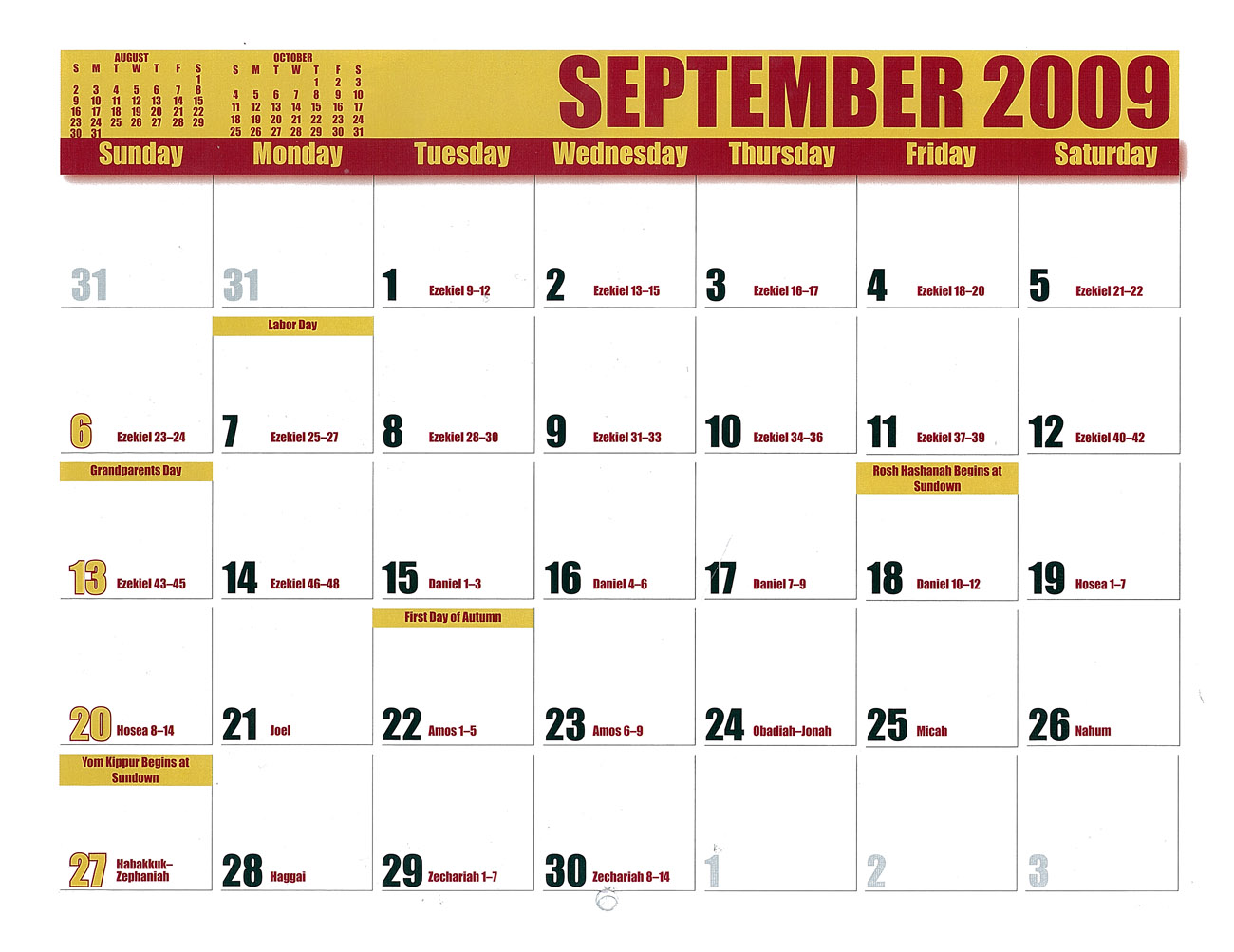 2009 Prophecy Calendar: September - times chronology