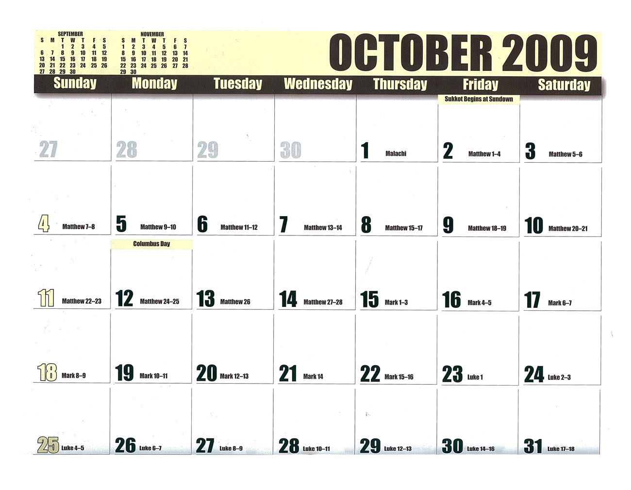 2009 Prophecy Calendar: October - the great falling away