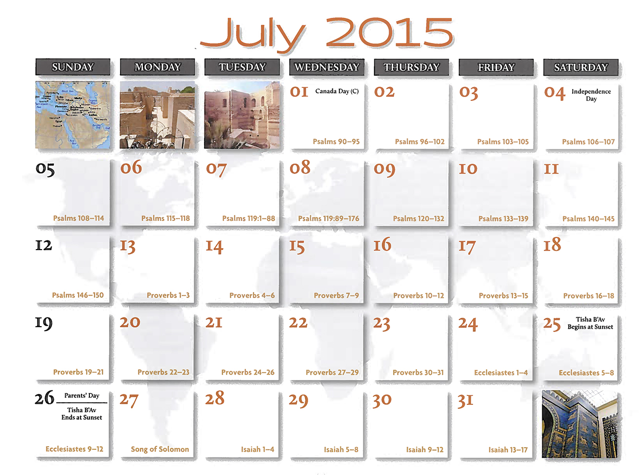 2015 Prophecy Calendar: July - Calendar