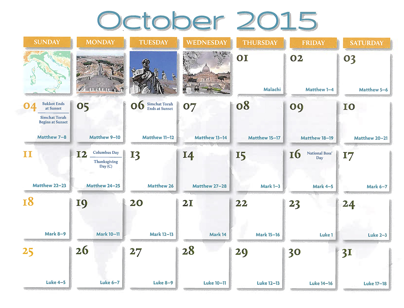 2015 Prophecy Calendar: October - Calendar