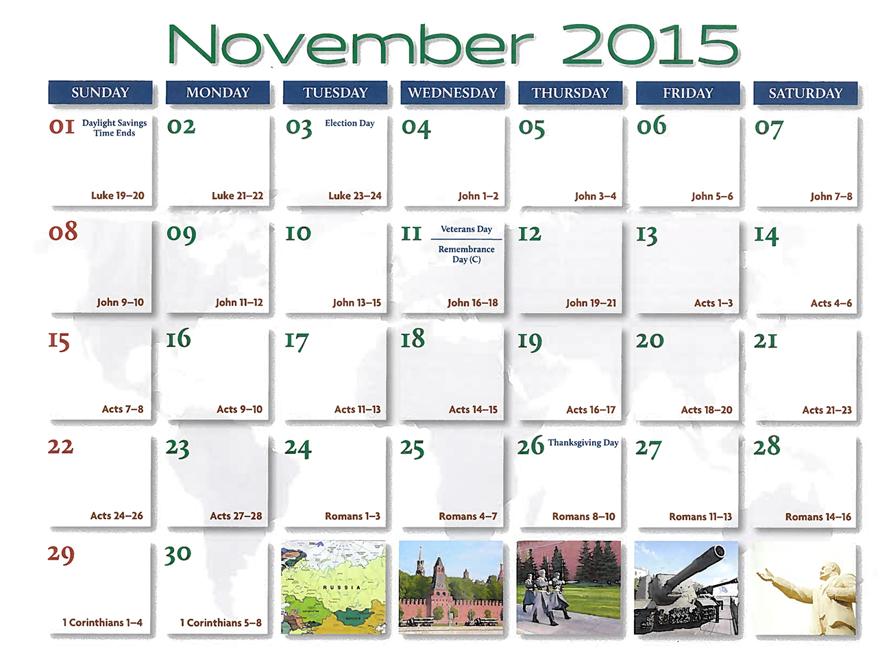 2015 Prophecy Calendar: November - Calendar