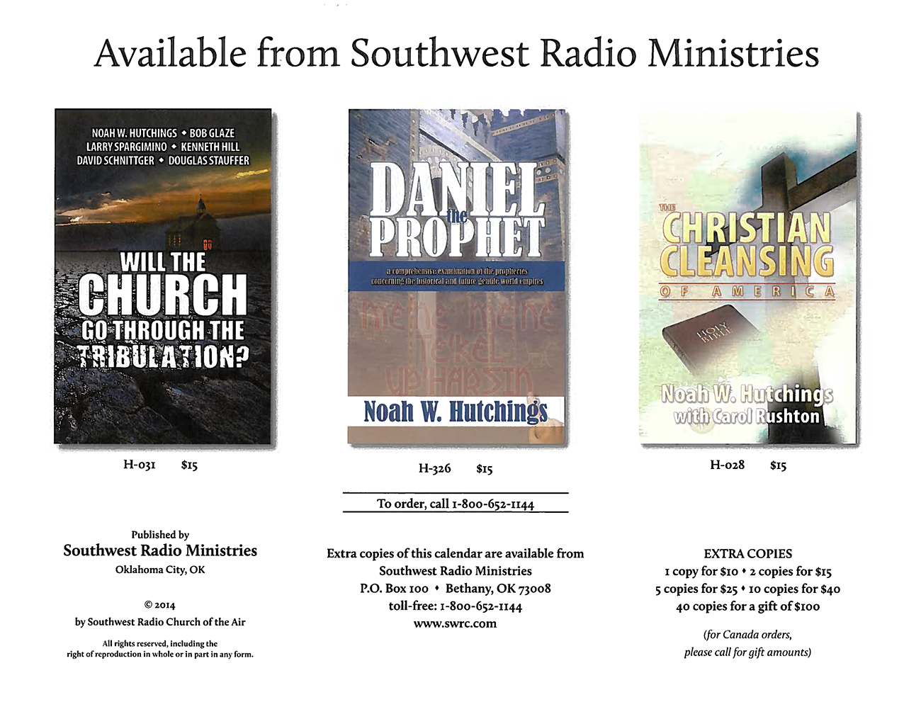 2015 Prophecy Calendar: Available from Southwest Ministries
