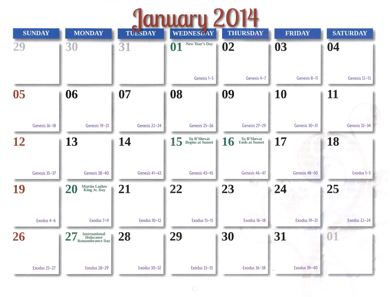 2014 Prophecy Calendar: January - Prophecies of Moses