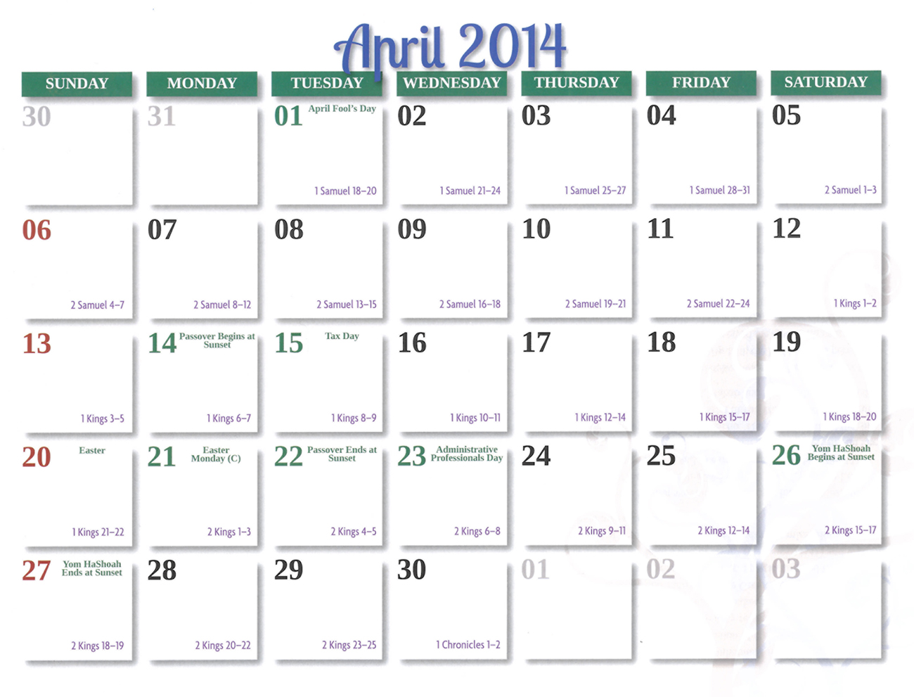2014 Prophecy Calendar: April - Prophecies of Ezekiel