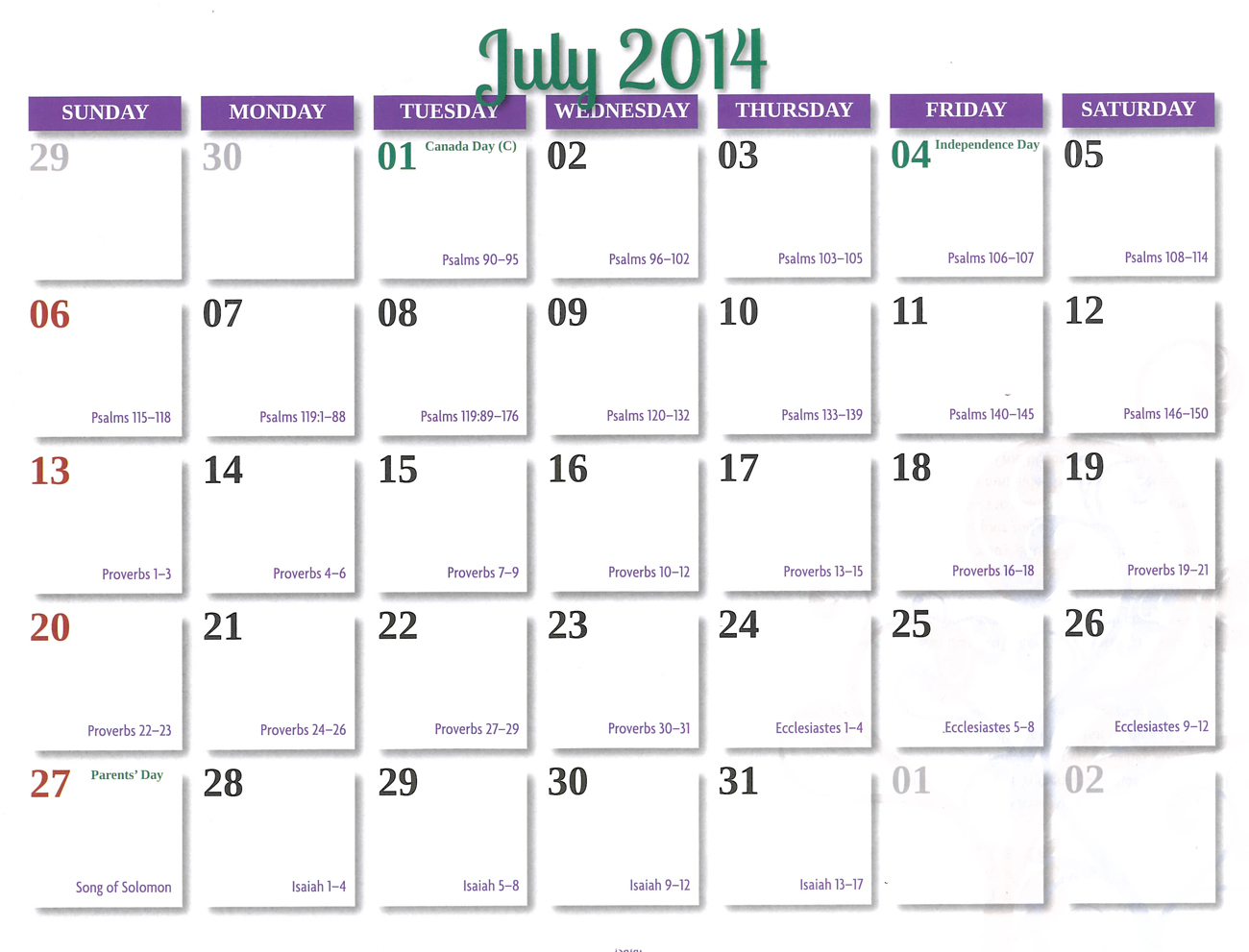 2014 Prophecy Calendar: July - Prophecies of Joel