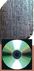 Picture of a CD and a Clay Tablet