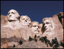 Picture of the  Four Presidents Carved Into Mount Rushmore