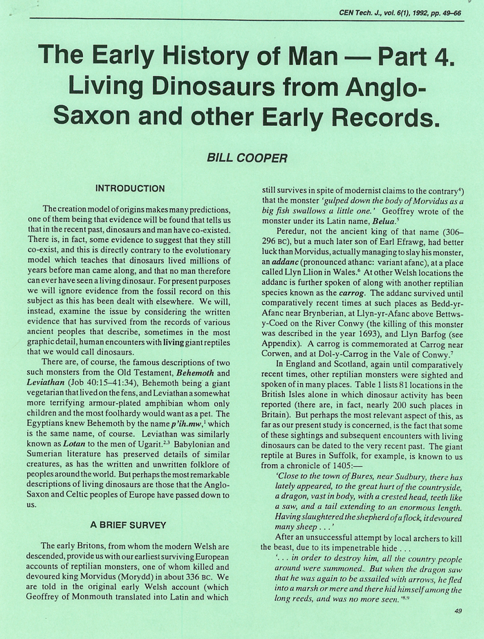 Living Dinosaurs from Anglo-Saxon and other Early Records