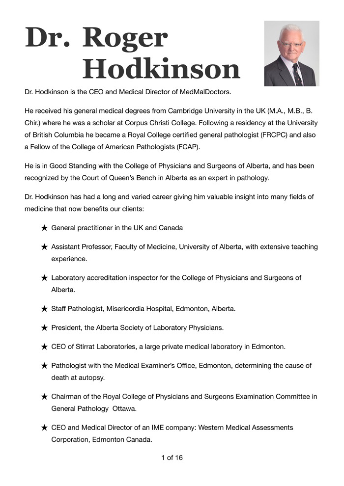 Interview with Dr. Roger Hodkinson: Page 1