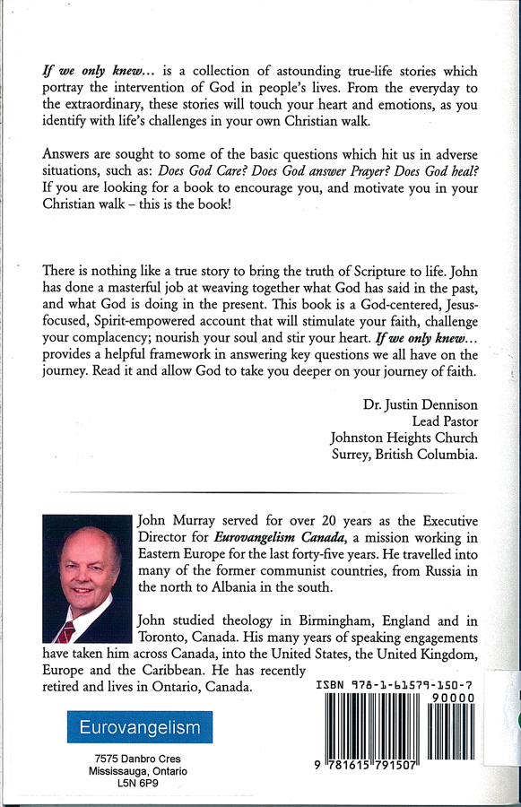 Picture of the back cover of the book entitled If We Only Knew.