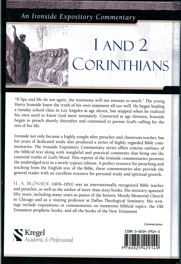 Picture of the back cover of the book entitled 1 and 2 Corinthians.