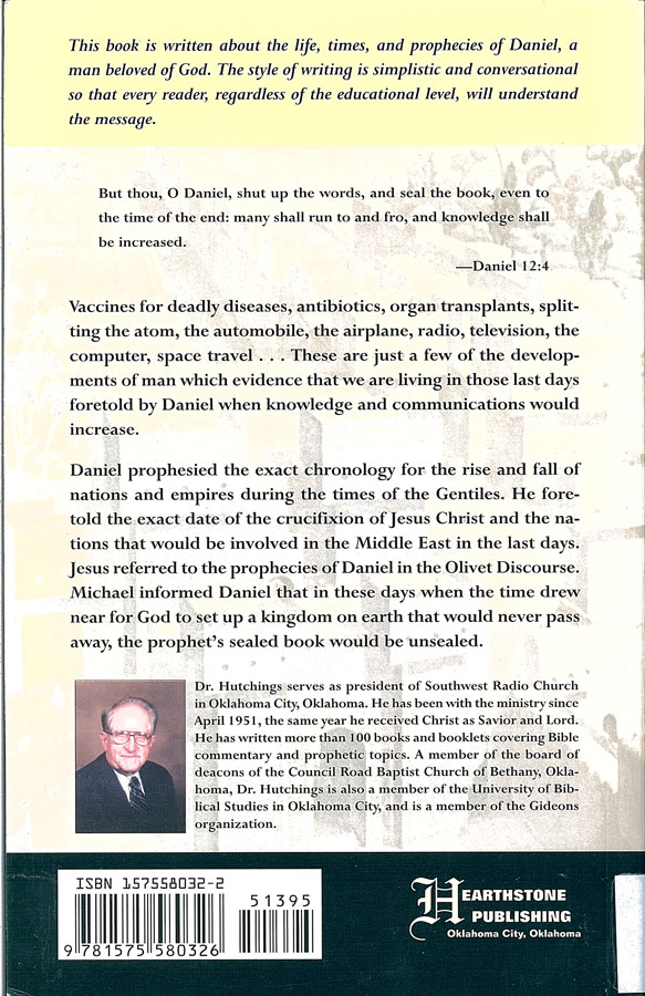 Picture of the back cover of the book entitled Daniel The Prophet.