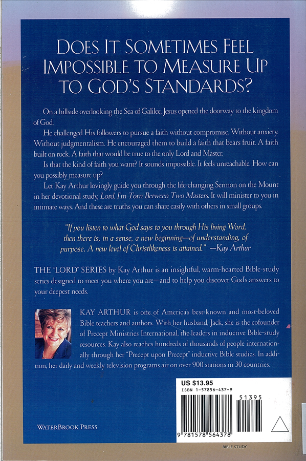 Picture of the back cover of the book entitled Lord I'm Torn Between Two Masters.