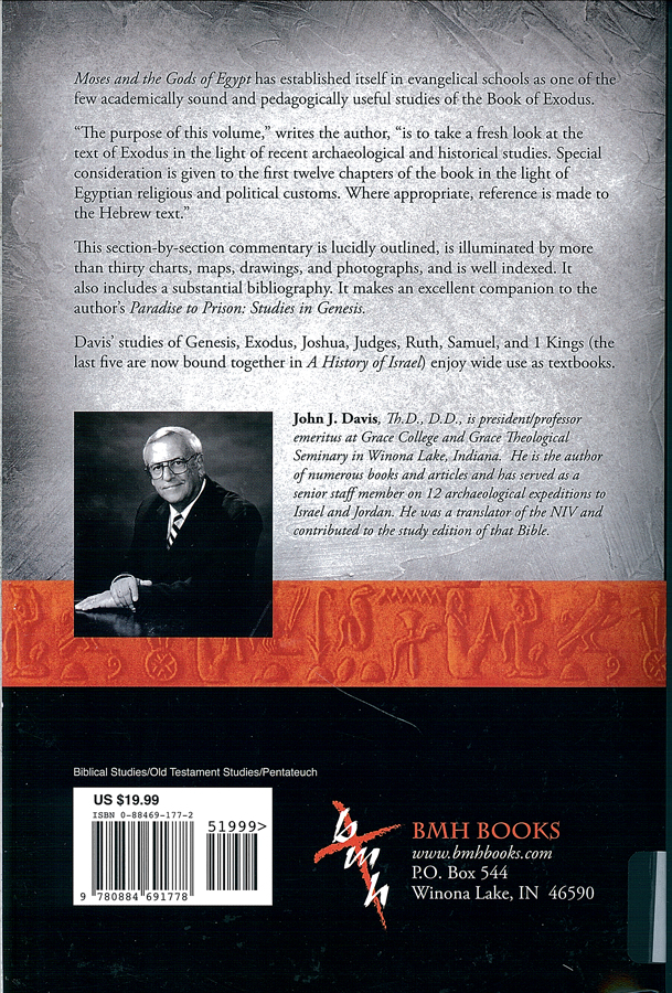 Picture ofr the back cover of the book entitled Moses and The Gods of Egypt.