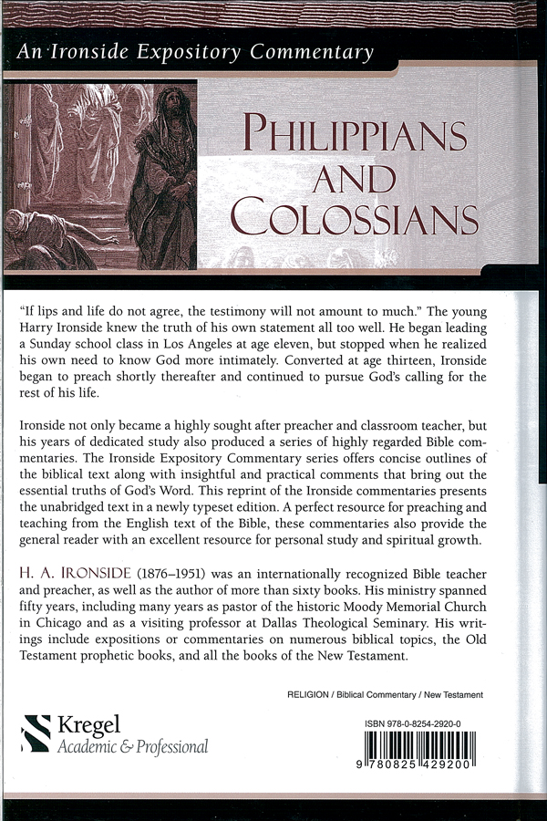 Picture of the back cover of the book entitled Philippians and Colossians.