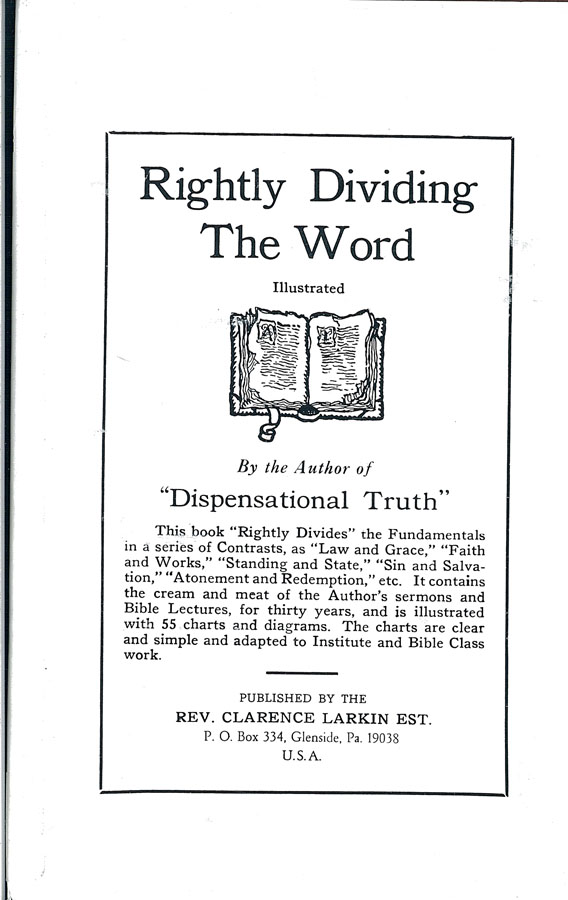 Picture of the front cover of the book entitled Rightly Dividing The Word.