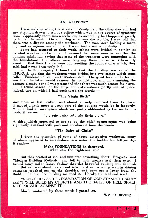 Picture of the back cover of the book entitled Heresies Exposed.