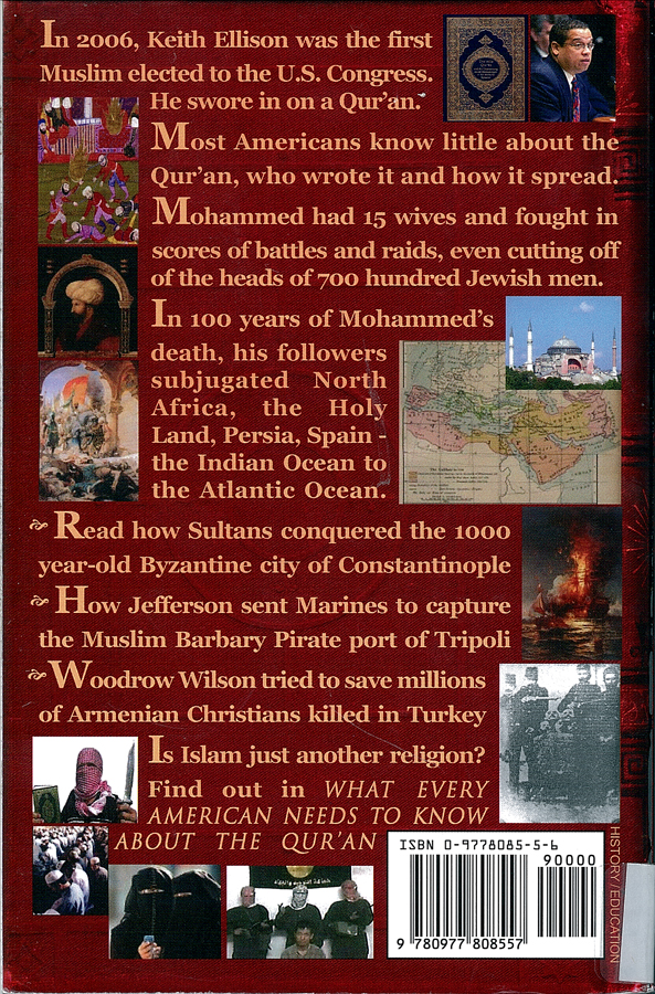 Picture of the back cover of the book entitled What Every American Needs To Know About The Quran.