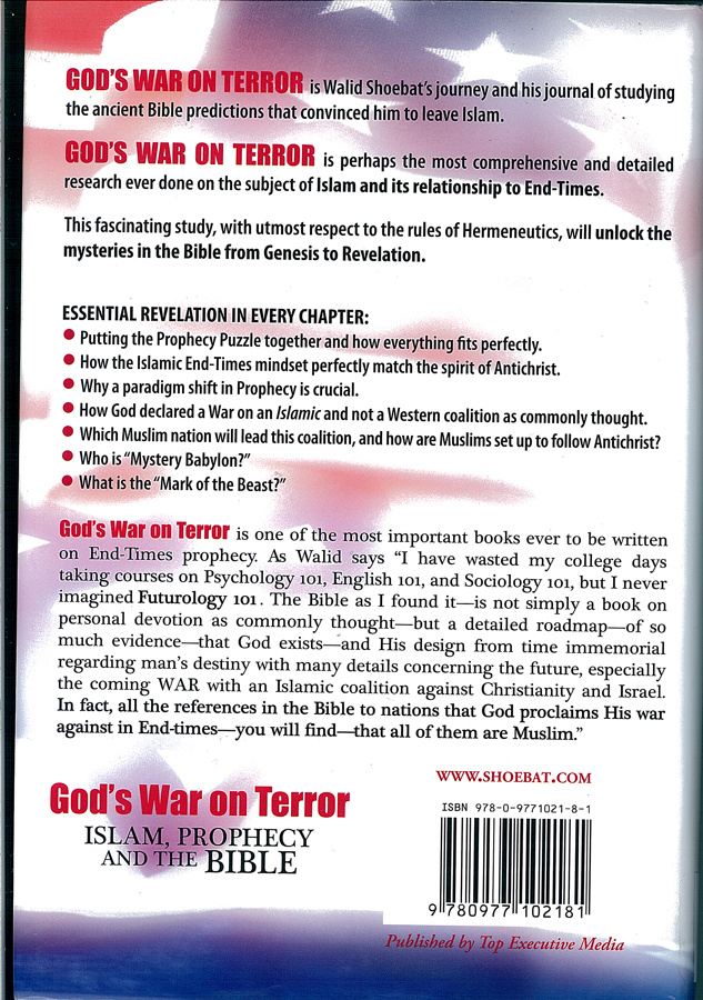 Picture of the back cover of the book entitled God's War on Terror.