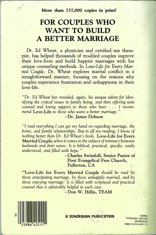 Picture of the back cover of the book entitled Love Life.