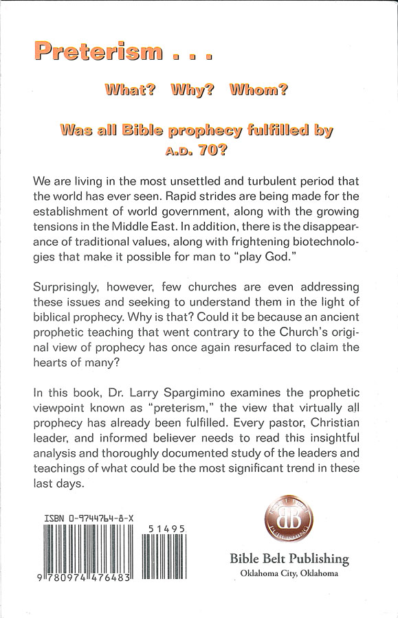 Picture of the back cover of the book entitled The Anti-Prophets.