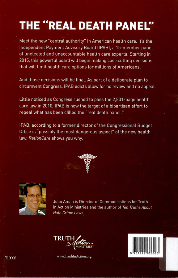 Picture of the back cover of the book entitled Ration Care.