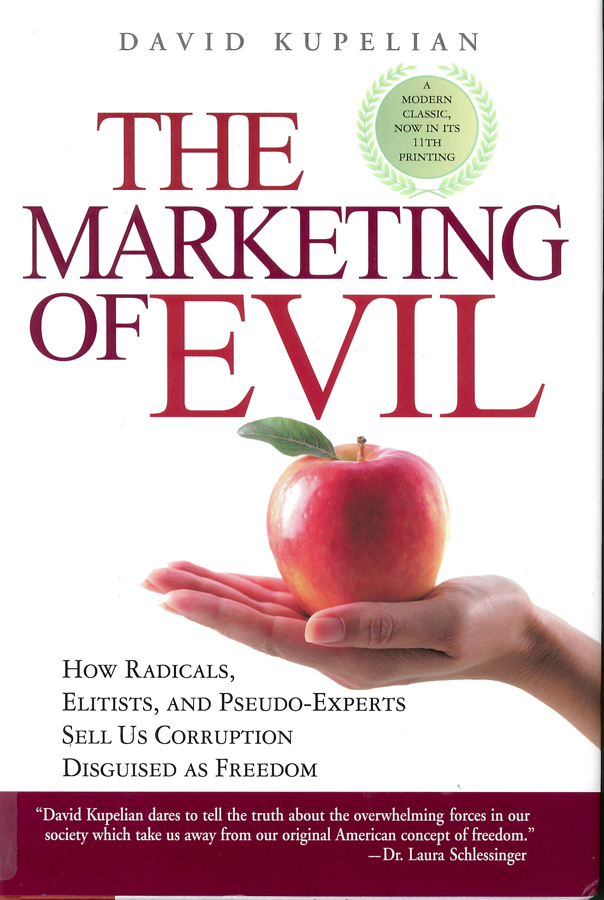 Picture of the front cover of the book entitled The Marketing of Evil.