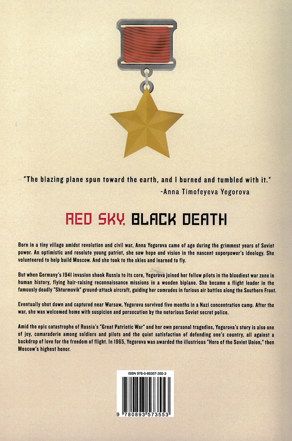 Picture of the back cover of the book entitled Red Sky, Black Death.