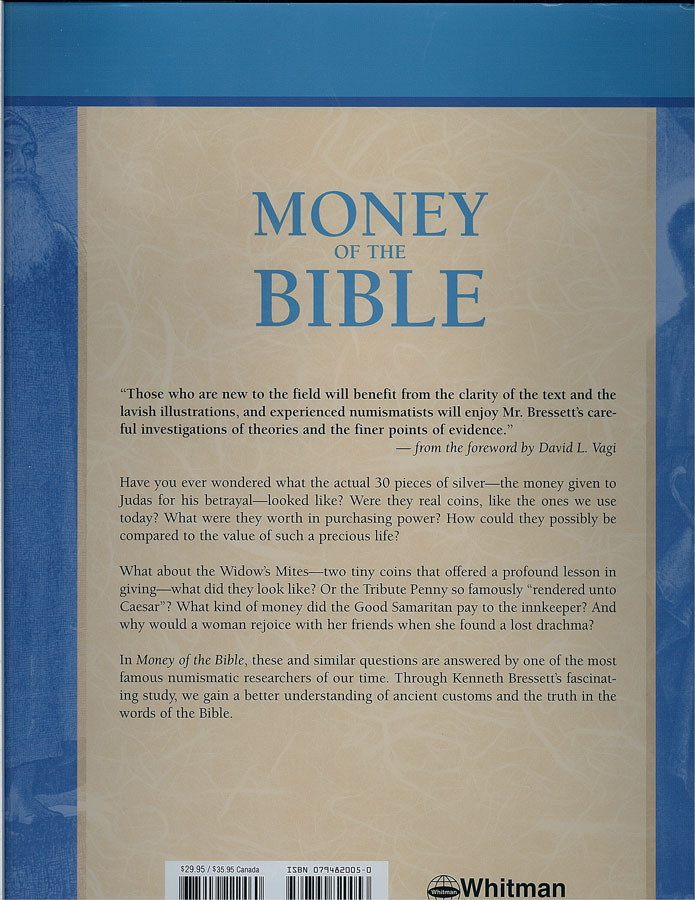 Picture of the back cover of the book entitled Money of the Bible.