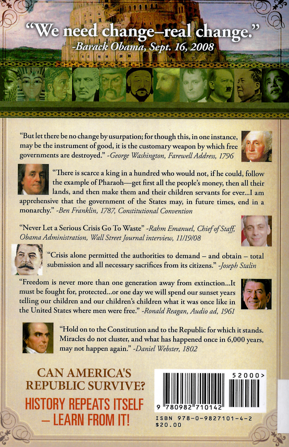 Picture of the back cover of the book entitled Change to Chains.