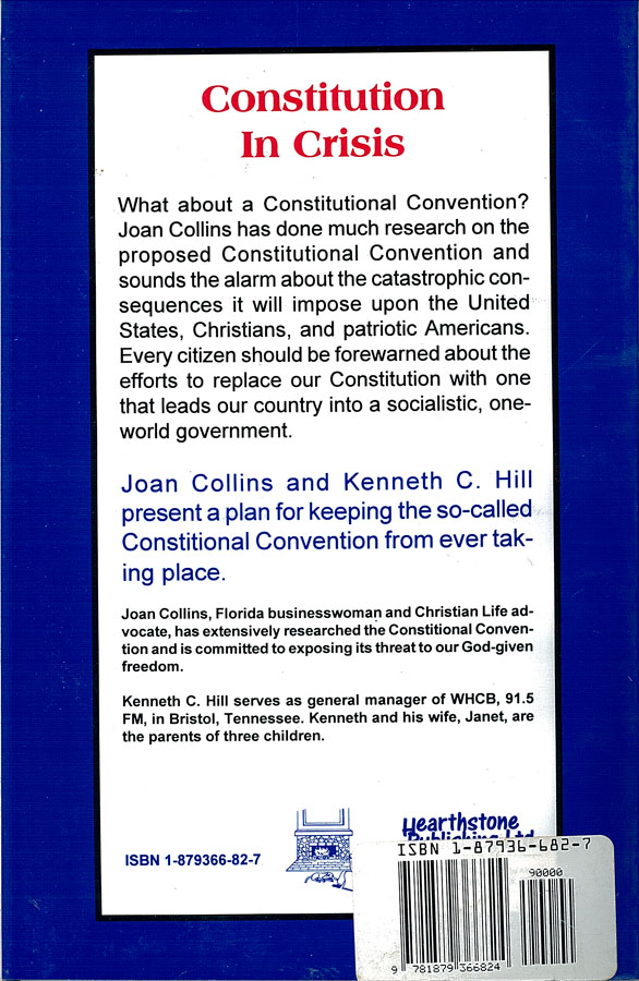 Picture of the back cover of the book entitled Constitution In Crisis.