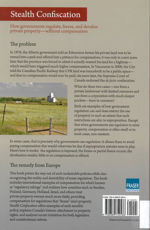 Picture of the back cover of the book entitled Stealth Confiscation.