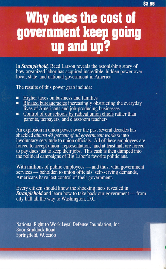 Picture of the back cover of the book entitled Strangle-hold.