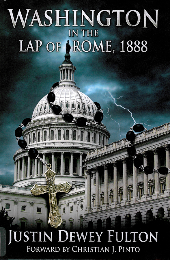 Picture of the front cover of the book entitled Washington in the Lap of Rome, 1888.