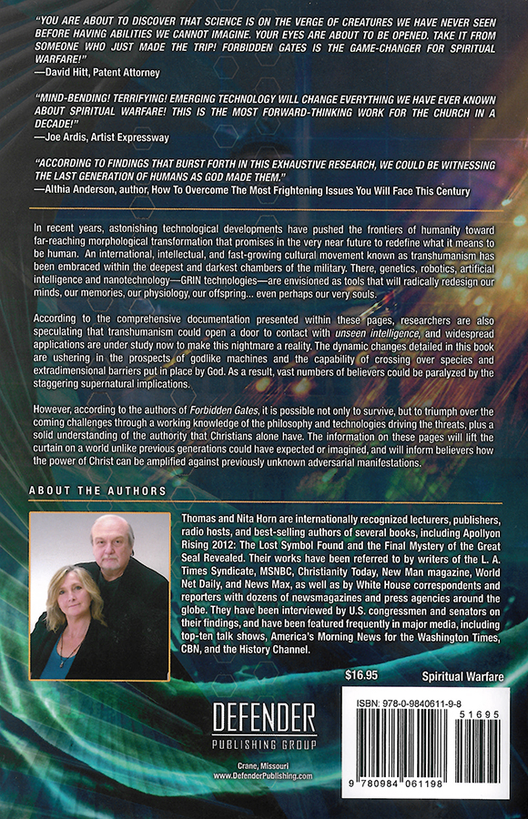 Picture of the back cover of the book entitled Forbidden Gates.